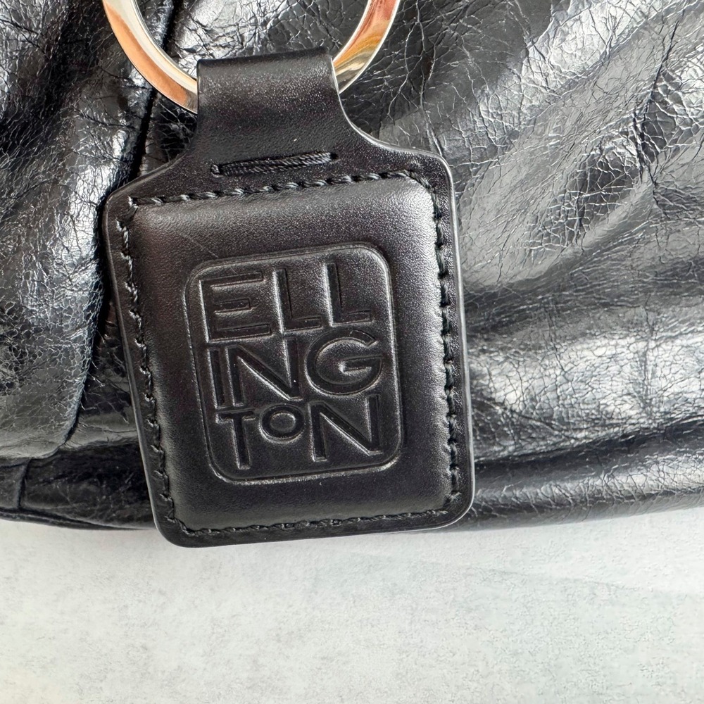 Ellington Black Leather Satchel and Tote Bag Set Silver Hardware 2 Pieces - Picture 4 of 6